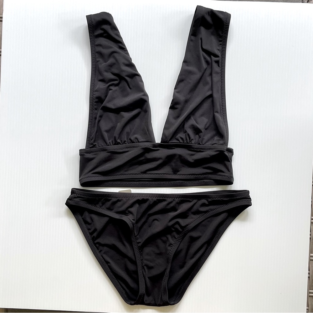 🖤👙J. Crew Plunge V-Neck Bikini Top and Bottom Set 👙 🖤